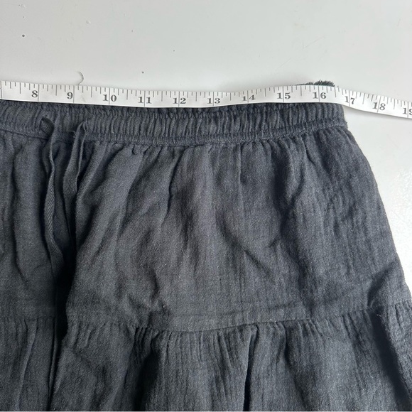 Aerie NWT Pool to Party Tiered Mini Skirt Black Size XL Cotton Gauzy Drawstring - Picture 5 of 8
